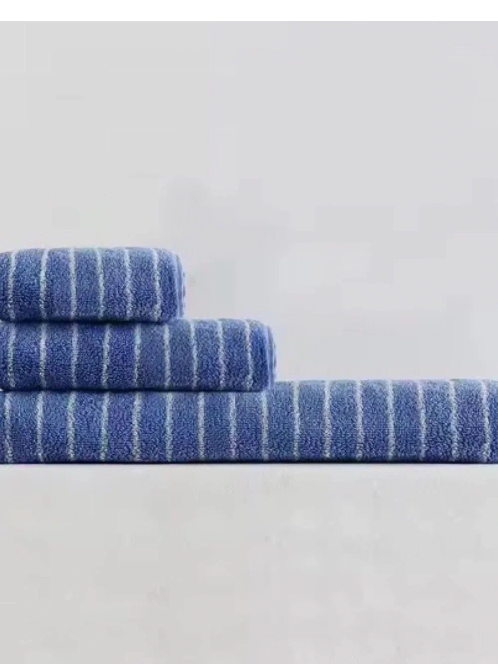 Striped Cotton Bath Towel Set - Navy, White, Cream